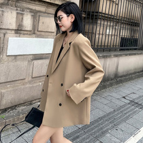 Double Row Button Temperament Card Its Color Suit Jacket Women 2022 Spring New Korean Version Loose Casual Little West Suit Jacket