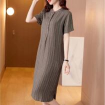 2022 Su-booked flagship store Liandress Girl Summer long dress Loose Display Slim Spring Striped Cotton Numb Art Retro Style