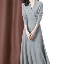 Vegetarian dress knitted dress with dress for spring and autumn clothes for a long time in the middle of a mothers dress with a bottom skirt
