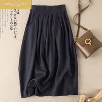 Art retro cotton skirt women's 2021 spring and summer new high waist long A- shaped thin art temperament skirt