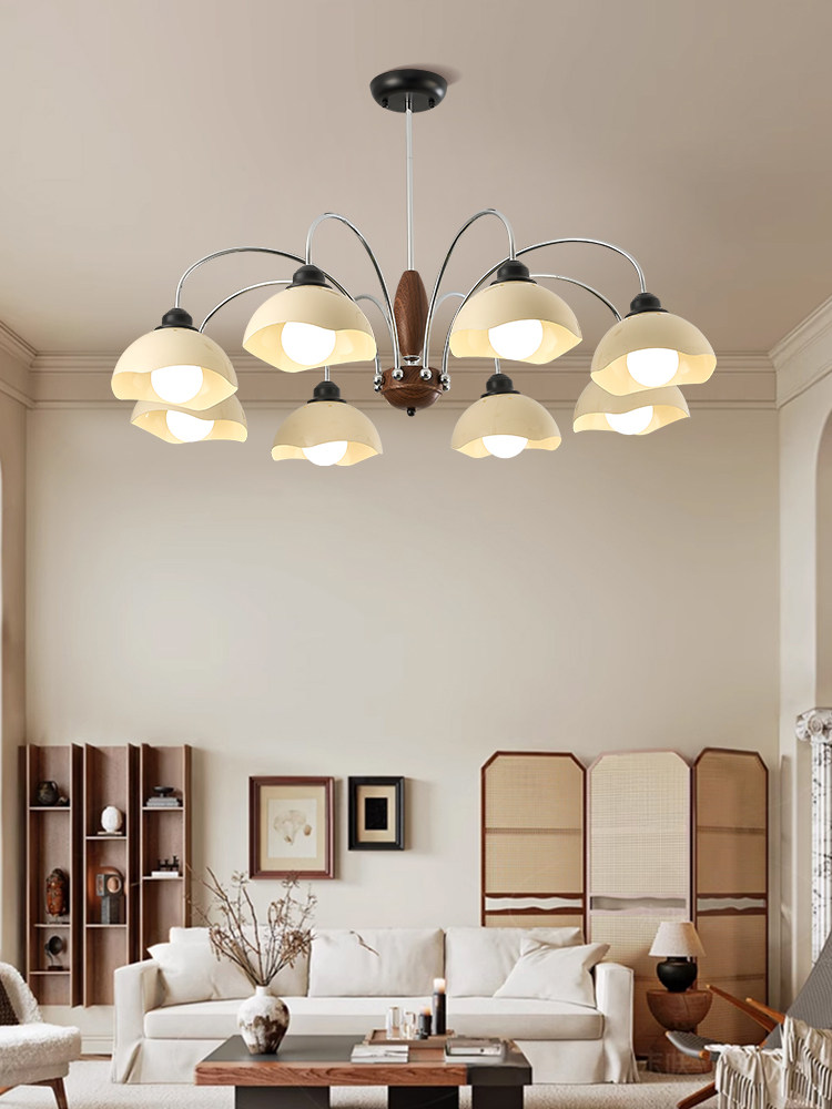 Nvc Lighting Living Room Chandelier Hall Main Light Eggshell Cream Style 2026 New Mid-Ancient Style French Zhongshan Lighting Fixtures