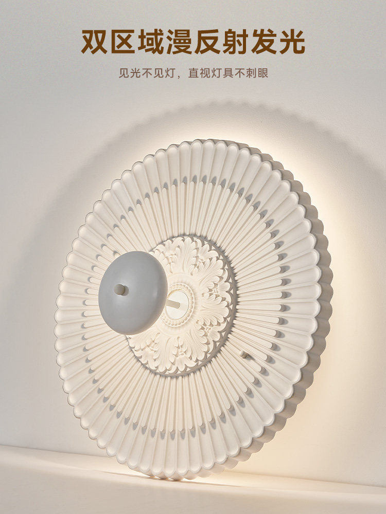 Nvc Lighting French Medieval Pu Lamp Plate Cream Creative Bedroom Ceiling Lamp Senior Designer Art Lamp