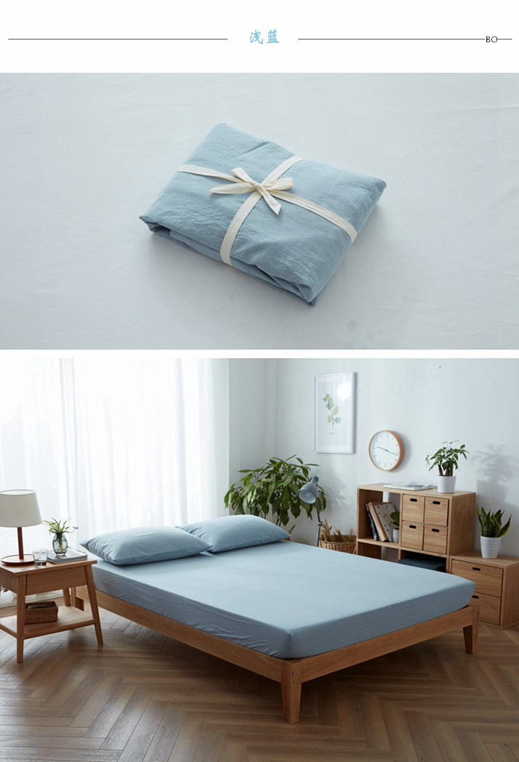 Khăn trải giường bằng vải cotton màu Nhật Bản chất lượng tốt, một tấm 1,8 tấm không có màu trơn 150x200 trải giường - Khăn trải giường ga giường chống thấm nước