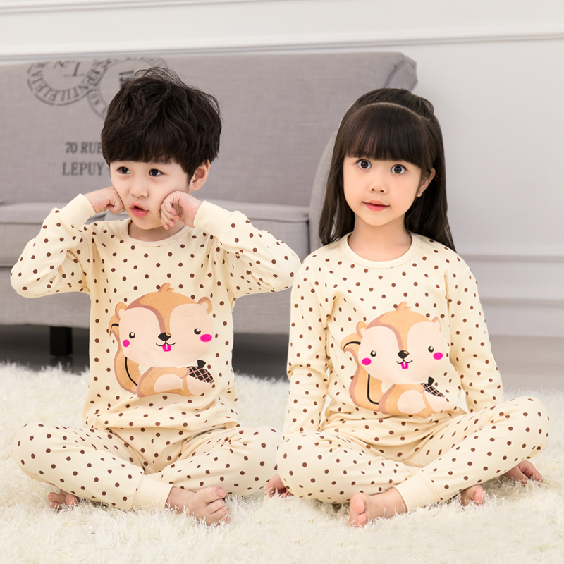 Trẻ em bộ đồ lót quần áo cotton mùa thu mùa thu mùa thu cậu bé trai bé ấm áp và trẻ em gái 100trẻ em bông đồ ngủ.