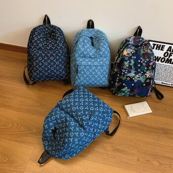 School Bag for Female College Students, Trendy College Style, Simple New Style for Junior High School, High School Backpack, Versatile Printed Backpack for Students