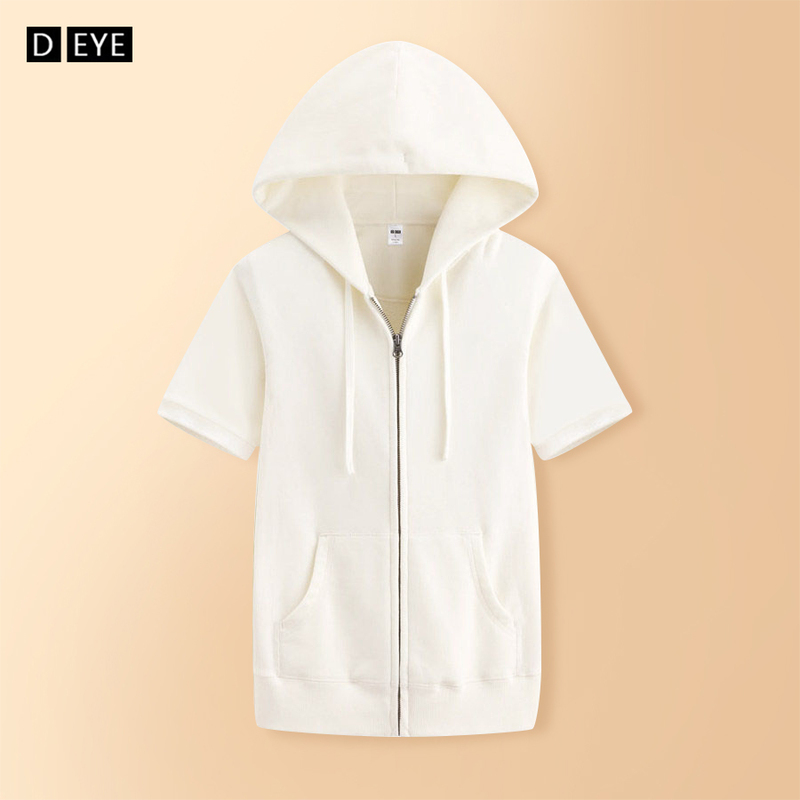 Short-Sleeved Sweatshirt for Women 2025 Summer Pure Cotton Sports Casual Loose Hooded Zipper Cardigan Pure Color Thin Jacket Short-Sleeved Sweatshirt for Women 2025 Summer Pure Cotton Sports Casual Loose Hooded Zipper Cardigan Pure Color Thin Jacket