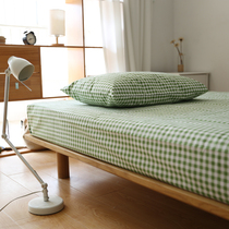 Pure cotton old coarse cloth sheet single Double 1 5 1 8m2 cotton lattice thick sheet student dormitory bed