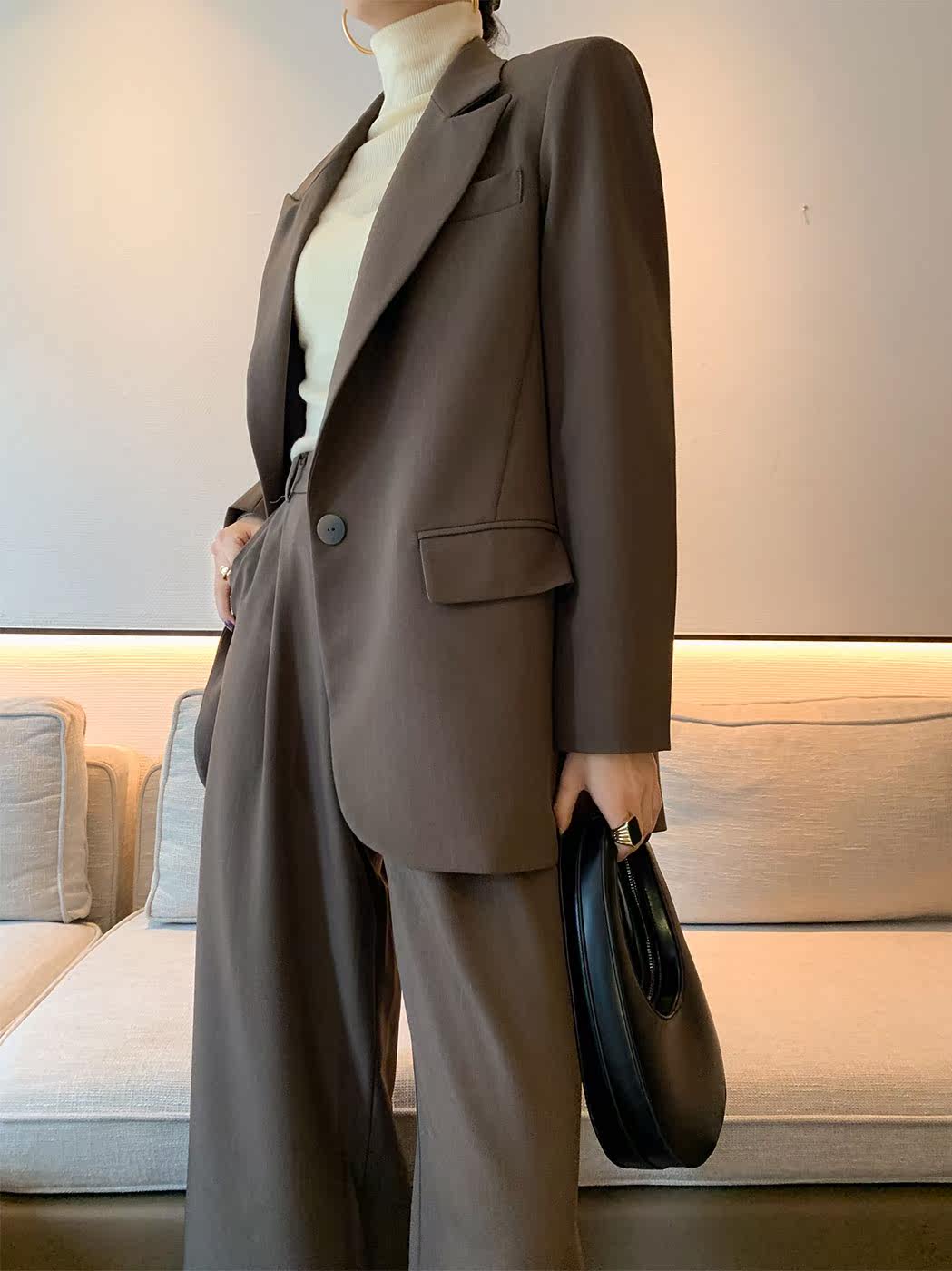 凉小姐自造 高级西装套装女秋装 气质时尚设计感小众纹理感