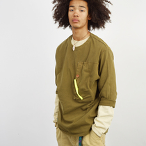 2019FW retro loose casual street dyeing large pocket three-point sleeve TEE