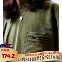 STRL 20SS heavy dyed washed pieces dyed craft loose Leisure Street string pocket T-shirt