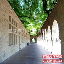 Forest green leaf corridor living room entrance hotel HD UV soft film ceiling ceiling advertising light box decoration materials