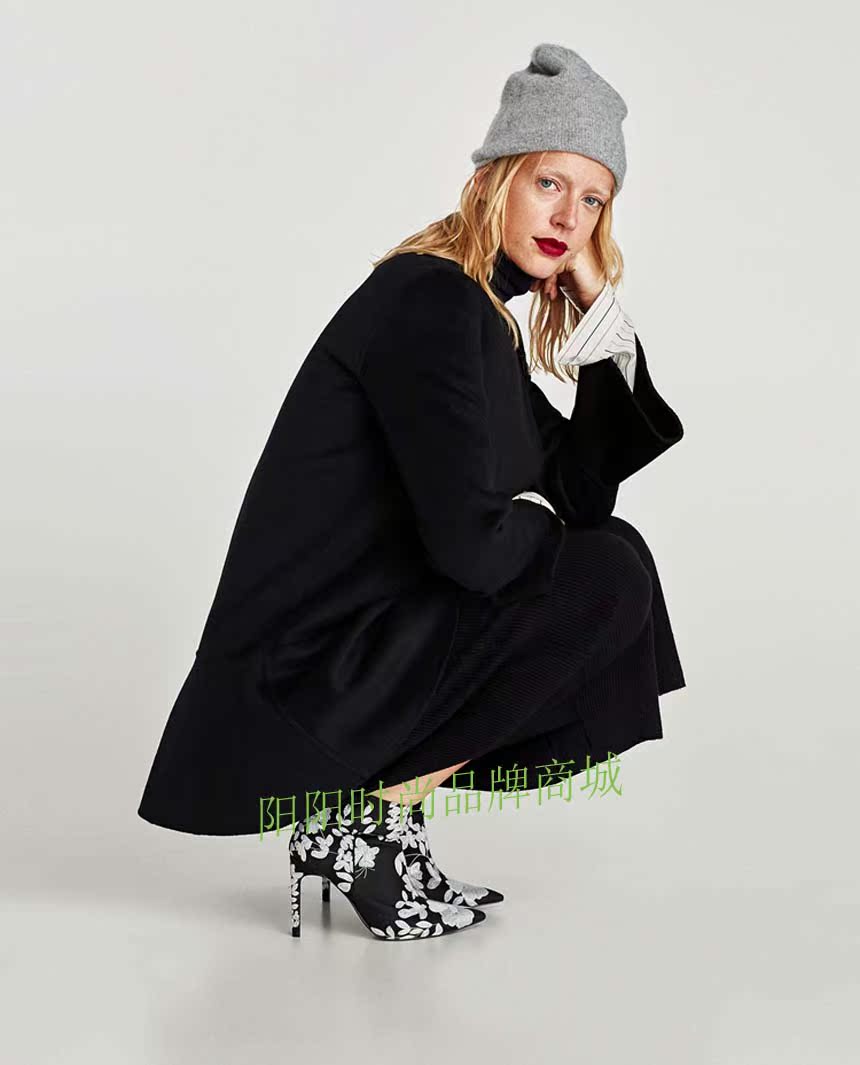 ZA / RA / 2017 mẫu mùa thu đông 2017 thời trang nữ hai mặt cashmere cổ tròn áo len dài 5854/222 - Trung bình và dài Coat áo khoác nữ form rộng
