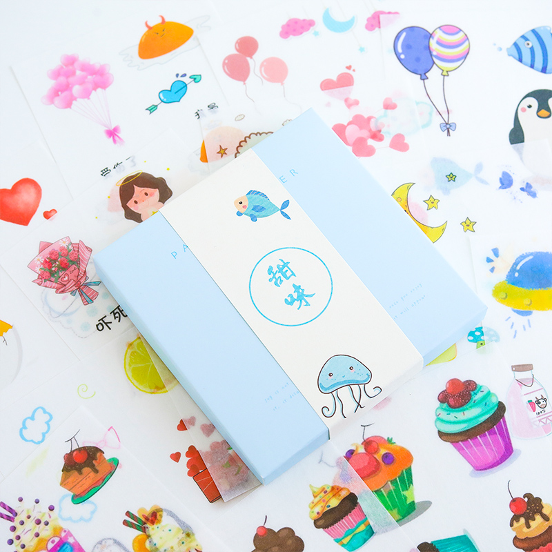 Sweet 50 Pieces Of Non Repeat / Paper TapeHand account Stickers suit Ins wind like a breath of fresh air Japanese  lovely Super cute Cartoon Girlish heart Hand account source material tool Retro character Internet celebrity 100 Zhang a set originality decorate Small pattern a copy Stationery