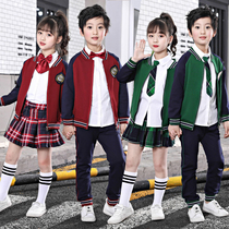 Kindergarten garden clothes British wind spring summer and autumn three sets of childrens sports performance chorus class uniforms