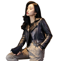 2023 new exploits European stock Sheep Leather Leather Leather Clothing Girl Short LOCOMOTIVE SMALL JACKET JACKET SMALL SUB JACKET