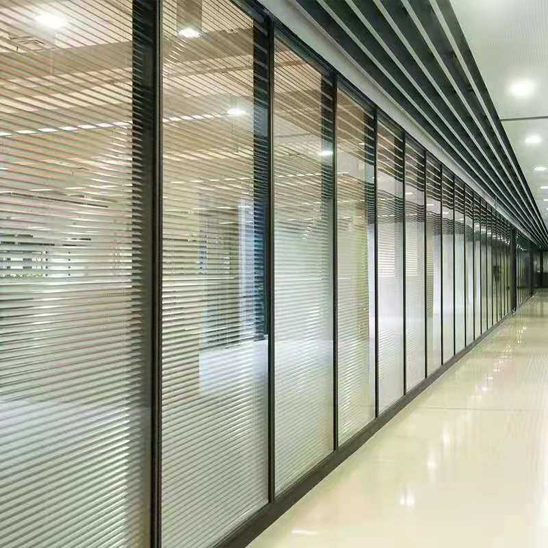 Xiamen Zhangquan office glass partition wall aluminum alloy double-layer tempered glass louver soundproof room office high partition