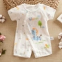 Mùa hè bé gạc cotton tay áo ngắn mùa hè Bé gạc nửa tay romper trẻ sơ sinh jumpsuit - Áo liền quần shop quần áo trẻ em đẹp