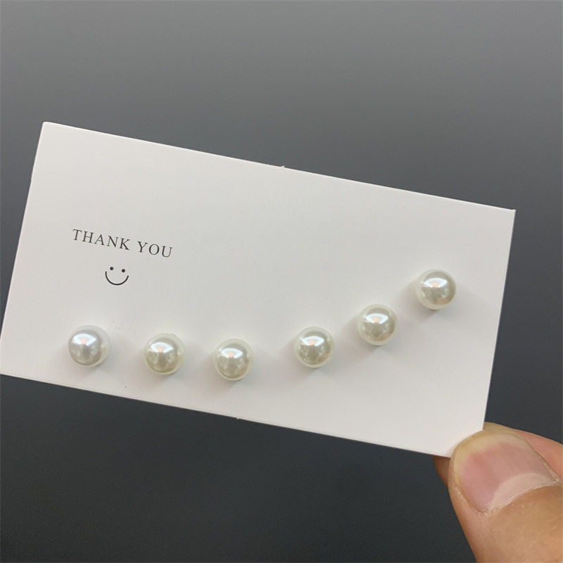 kp572 smiley face rectangular six-hole ear pin cardboard white earrings cardboard ear ornaments thank-you card 9 5 * 5