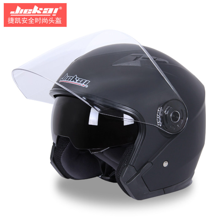JK winter locomotive safety helmet male and female semi-covered electric car four-season universal double lens half helmet safety helmet