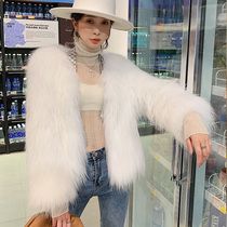  Raccoon hair woven fur jacket womens short long-sleeved slim fit Korean version of Haining 2021 winter new fox hair