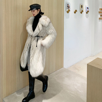  Raccoon hair woven fur coat womens long suit collar slim slim long sleeves Korean fashion new coat winter
