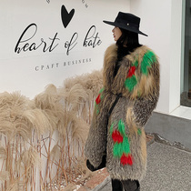  Imported Phnom Penh fox woven fur coat female fox hair color long long-sleeved slim Korean version 2021 winter