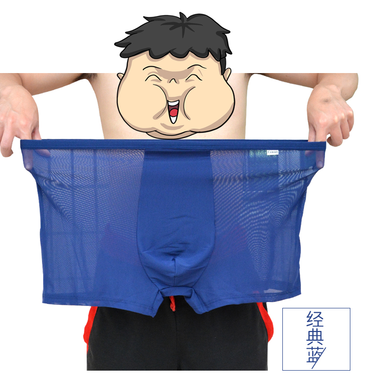 Mùa hè chất béo siêu mỏng băng lụa trong suốt đồ lót nam cộng với phân bón XL lưới chất béo quần short - Vòng eo thấp shop bikini cao cap