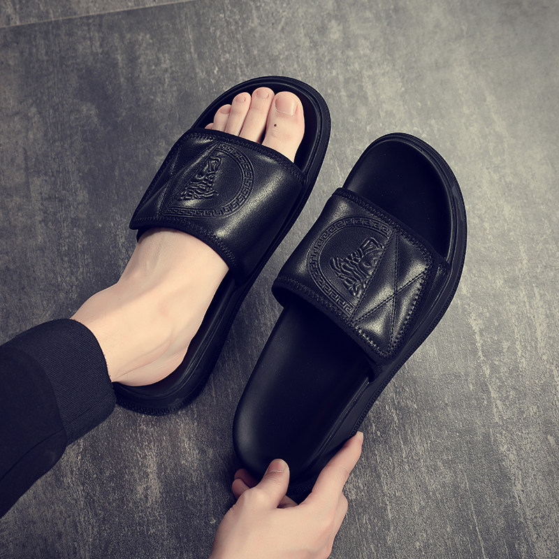 Summer 2023 new men's signs Tide Cards Summer Beach Nets Red Slippers Outdoor outside wearing sandals Shit Outside-Taobao