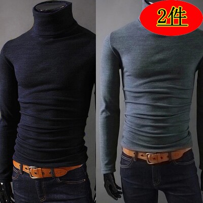 Autumn and winter Semi-high collar Men's sweater with undershirt Han version Trend personality handsome Knitted Thickened sweaters
