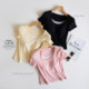 Lyocell cotton 7A ເສື້ອຍືດຄໍແຂນສັ້ນ ໜາ ຕ້ານເຊື້ອແບັກທີເຣັຍ padded ຕ້ານເຊື້ອແບັກທີເຣັຍເສື້ອຍືດແຂນສັ້ນສໍາລັບແມ່ຍິງ, ປອມສອງສິ້ນເຫມາະພາຍໃນ.