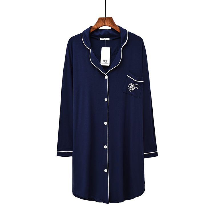 Váy ngủ nữ 2018 mùa hè dài tay áo pyjama co giãn modal nhà đầm phòng máy lạnh vay cotton