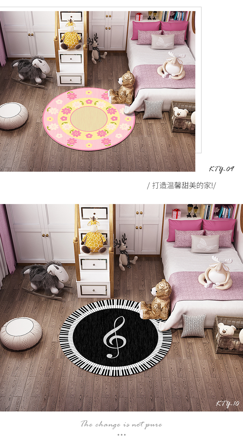 Trẻ em thảm dễ thương baby công chúa da lộn Hàn Quốc đàn piano theo dõi tròn ban công phòng ngủ cạnh giường ngủ thảm cartoon - Thảm thảm lông trải sàn