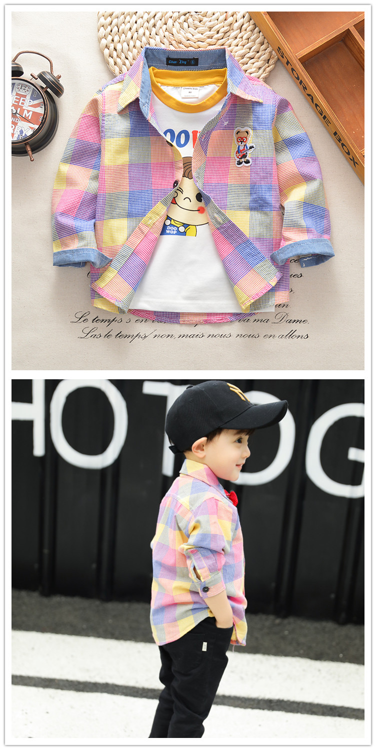 Mùa xuân và mùa thu 2018 Chunxing Boy kẻ sọc Áo sơ mi mỏng cho trẻ em Áo sơ mi cotton cho bé Áo dài tay - Áo sơ mi áo sơ mi bé trai size đại
