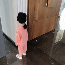 abao girls spring sports suit 2021 New Baby foreign style Net red fake two pieces of clothes children two sets