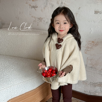 Childrens cloak Korean style spring and autumn childrens outdoor windproof cloak for baby girls girls sweater shawl coat children