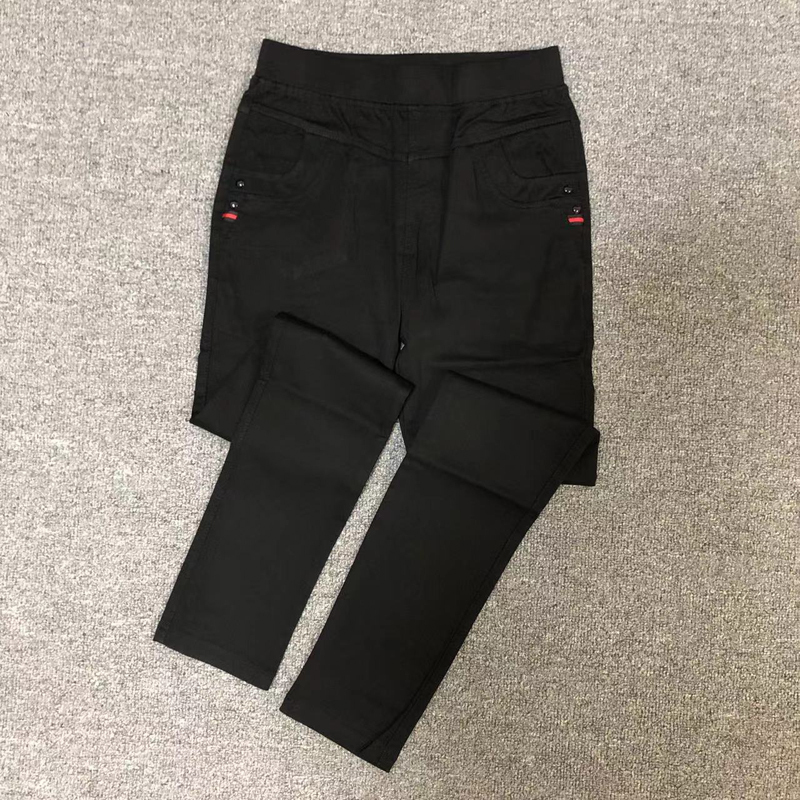 Plus-Size Women's Pants with Elastic Waist, Casual Black Stretchy Long Pants, High-Waisted, Slimming, 2025 New Summer Thin Style