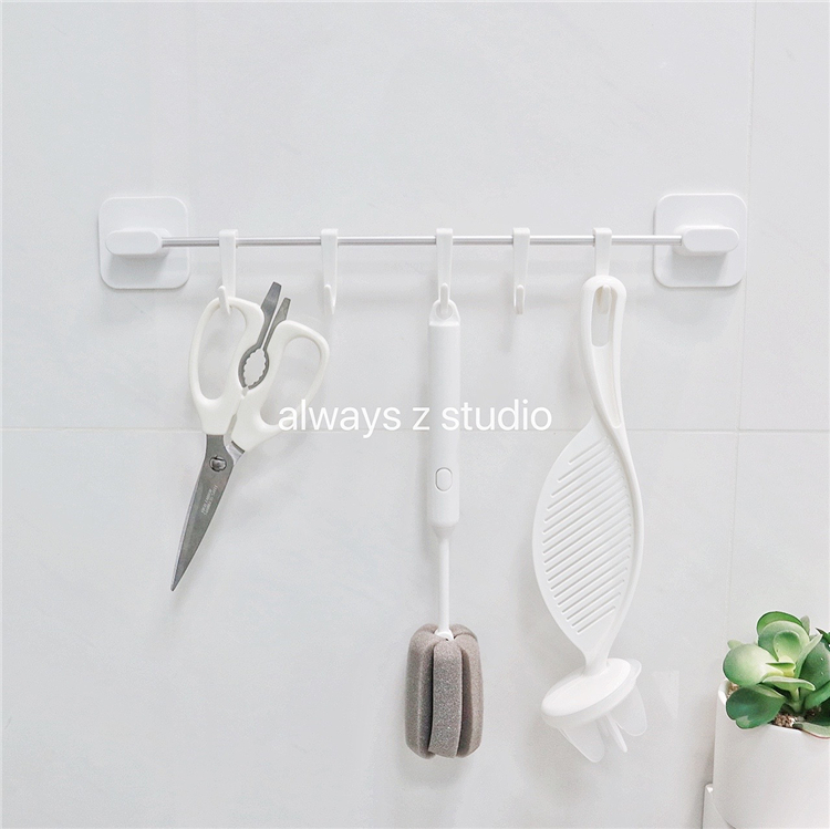 AlwaysZ paste type punch-free kitchen row hook hanging rod hook fixing clip square clip round clip