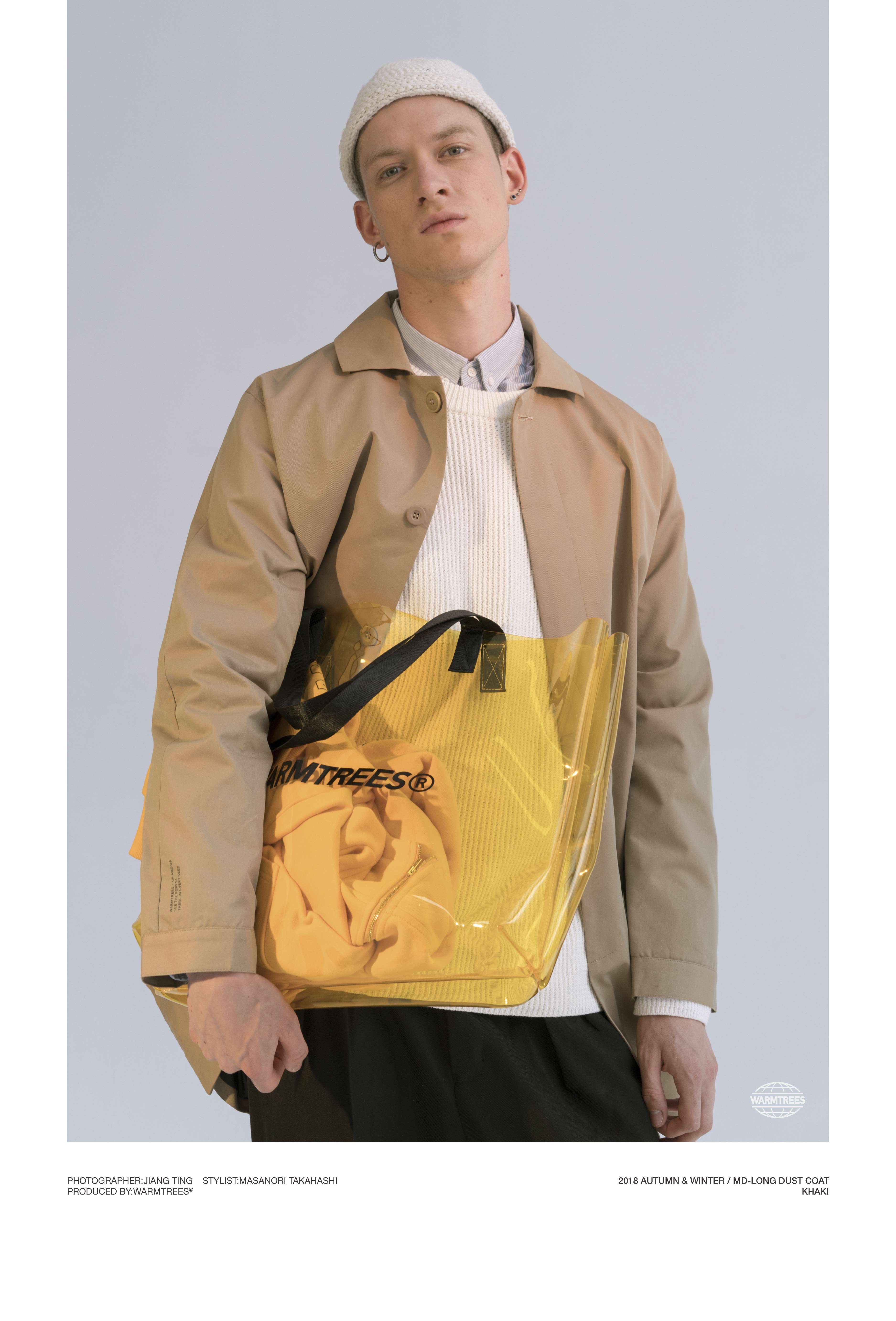 WARMTREES 2018AW Tide ve áo trong áo gió dài mùa thu không thấm nước và áo khoác gió nam phần mỏng áo gió 2 mặt