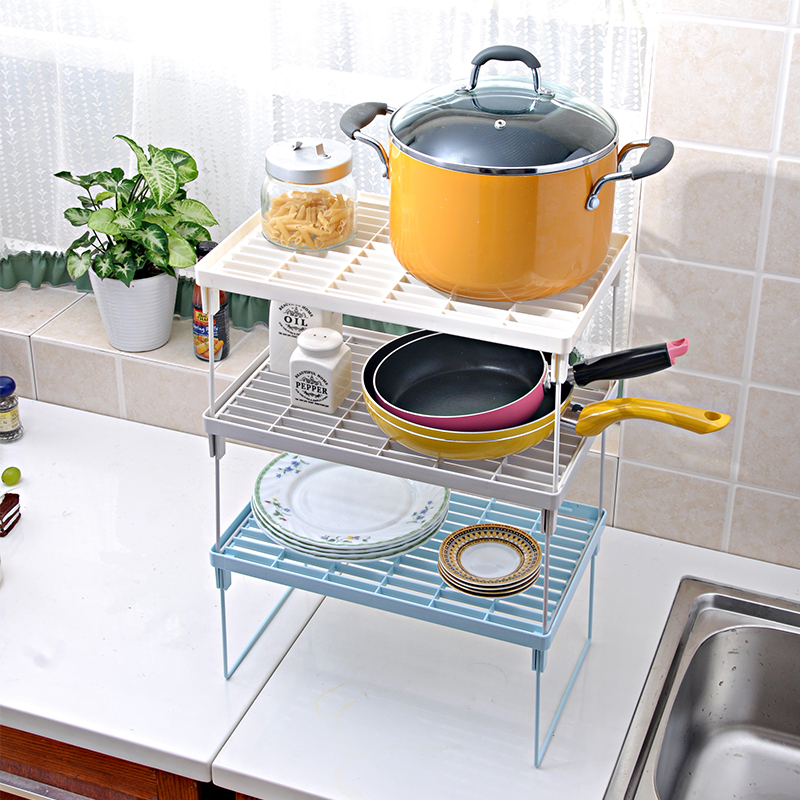 HSBC Shin Jia Superimposed folding containing layer Shelf Kitchen Disposal box Bathrooms Containing Shelf Finishing Racks