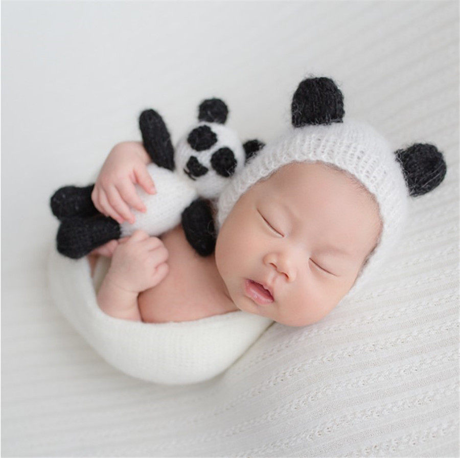 New Products Children Photography Mahau Panda Suit Newborn Baby Baby Full Moon 100 Days Photos Photo Toy Cap