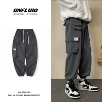 @ side less mens clothing pants mens spring Korean version trendy bunches foot pockets casual pants youth 100 hitchen pants