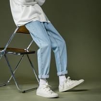@ Fang Less Mens Clothing Spring Retro Casual Jeans Man Trends Han Edition Loose Youth Easy Little Feet Straight pants