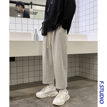 @ side less mens clothing spring ins pure color straight cylinder 90% casual pants male Korean version covety broadlegged sports acrosmonic pants