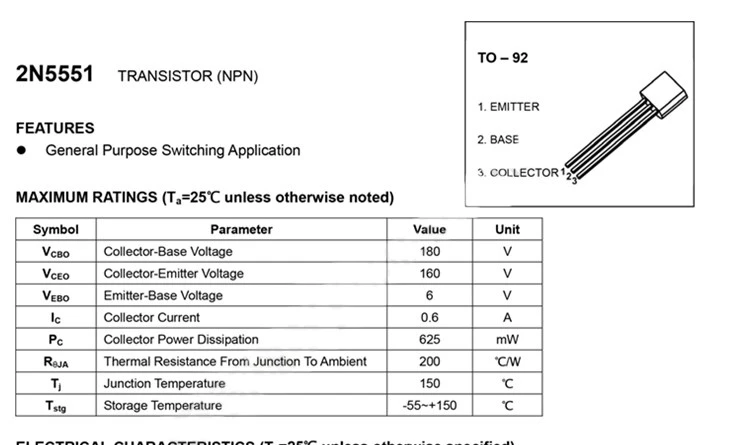 Transistor 2N5551 2N5401 TO-92 bóng bán dẫn âm thanh phù hợp với ống triode điện năng thấp s8050 transistor a1015