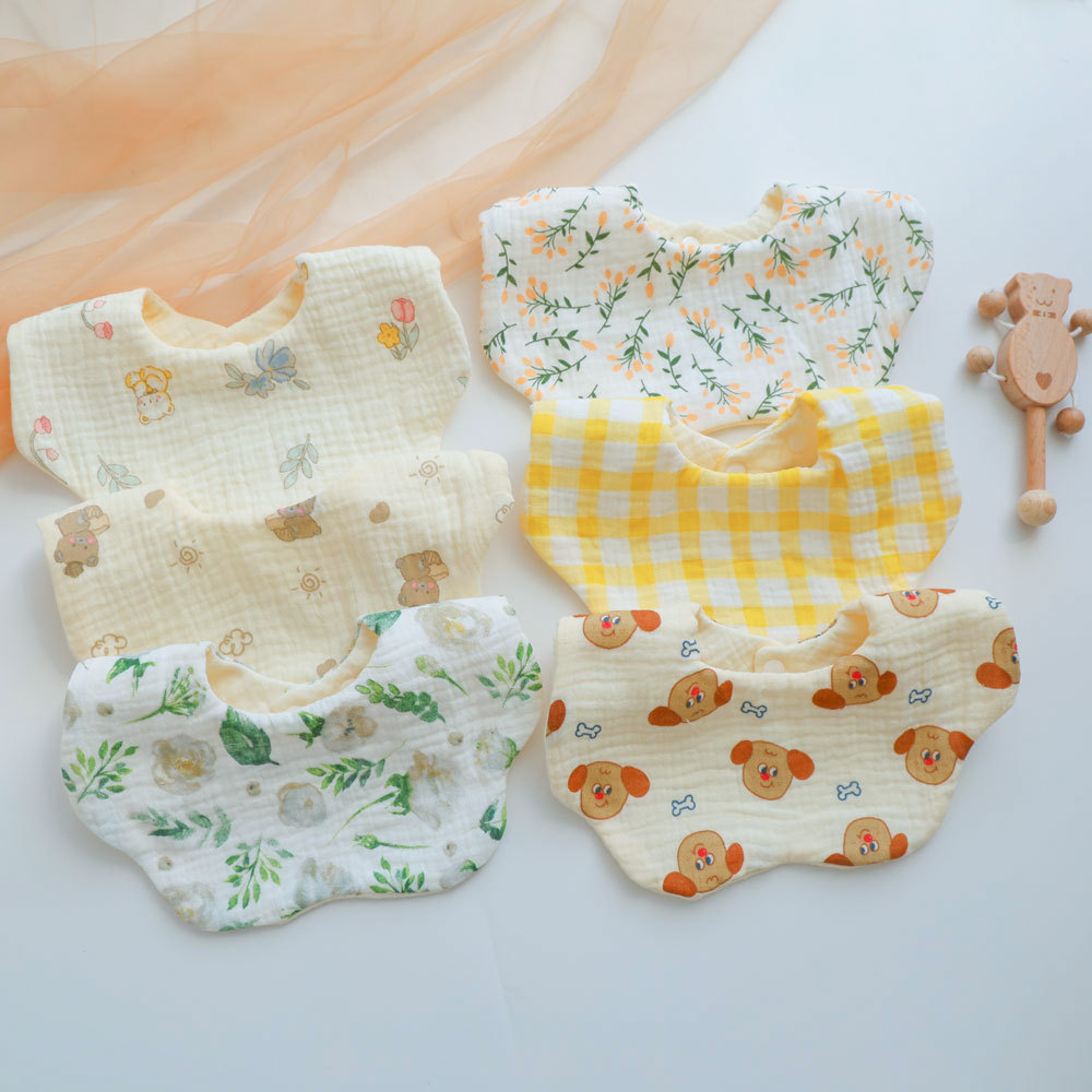 Baby lace bibs manufacturer wholesale printed newborn bibs 6-layer gauze anti-spitting baby saliva towel