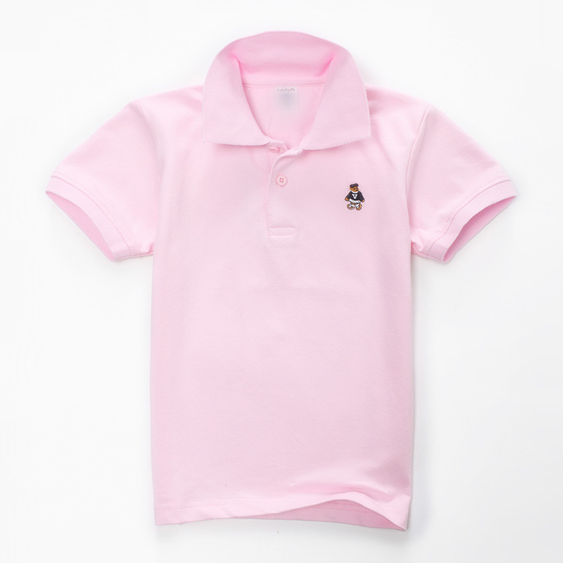 Trẻ em áo phông ngắn tay màu trắng tinh khiết POLO cotton bé gái mẫu giáo quần áo trẻ em giá rẻ