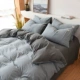 Bông rửa denim bông trải giường chăn bông Nhật giường phong cách tối giản ins 1.8m sinh viên 4 - Bộ đồ giường bốn mảnh