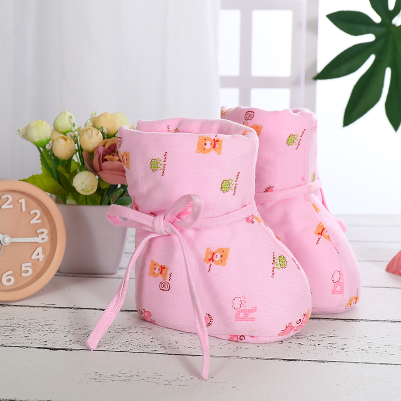 Baby high waist cotton shoes baby autumn and winter wrap feet cartoon newborn handmade pure cotton high top soft bottom step front shoes