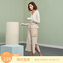 Dooduo Cocoa Spring Summer New Sleepwear Lady Pure Cotton Striped Open Loose Sleeping Pants 90% Pants