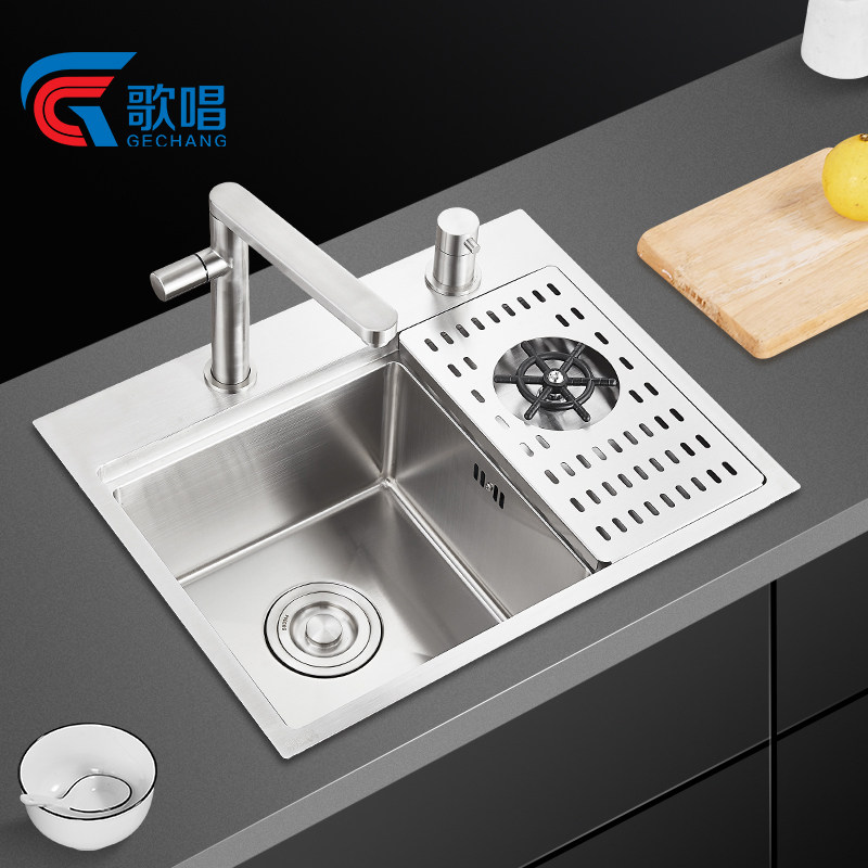 Singing Wash Cup sink stainless steel single sink nano black thickened Taichung basin in the middle of the table The table pool in the middle of the table